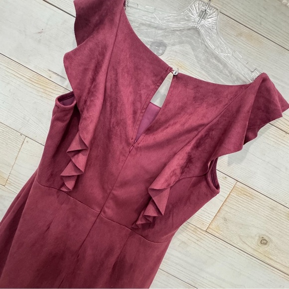 She + Sky burgundy faux suede flounce dress ❤️ - Picture 7 of 8